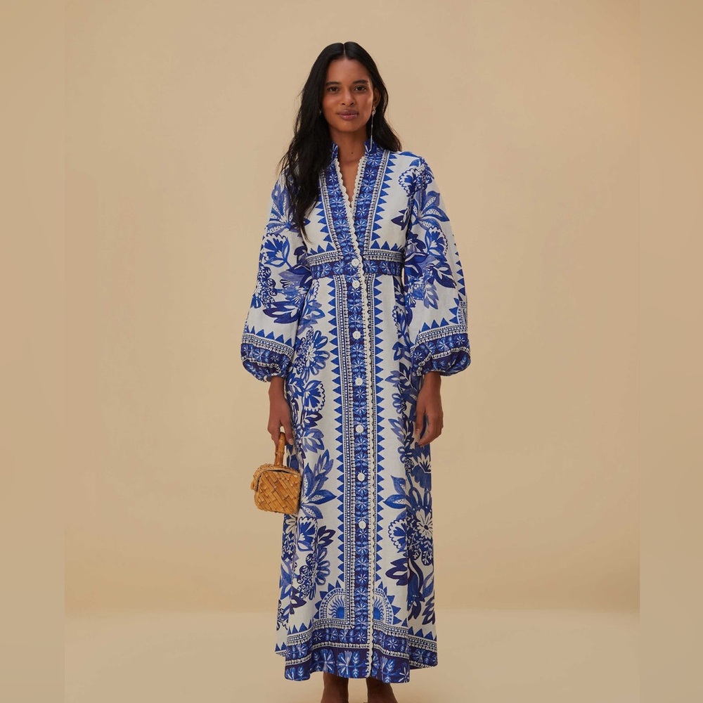 Farm Rio Off-White Flora Tapestry Lenzing™ Ecovero™ Euroflax™ Maxi Dress